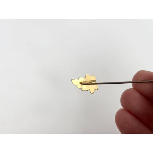 Leaf Shaped Gold Toned Classic Vintage Stick Pin | Hat Pin | Lapel Pin - Picture 7 of 9